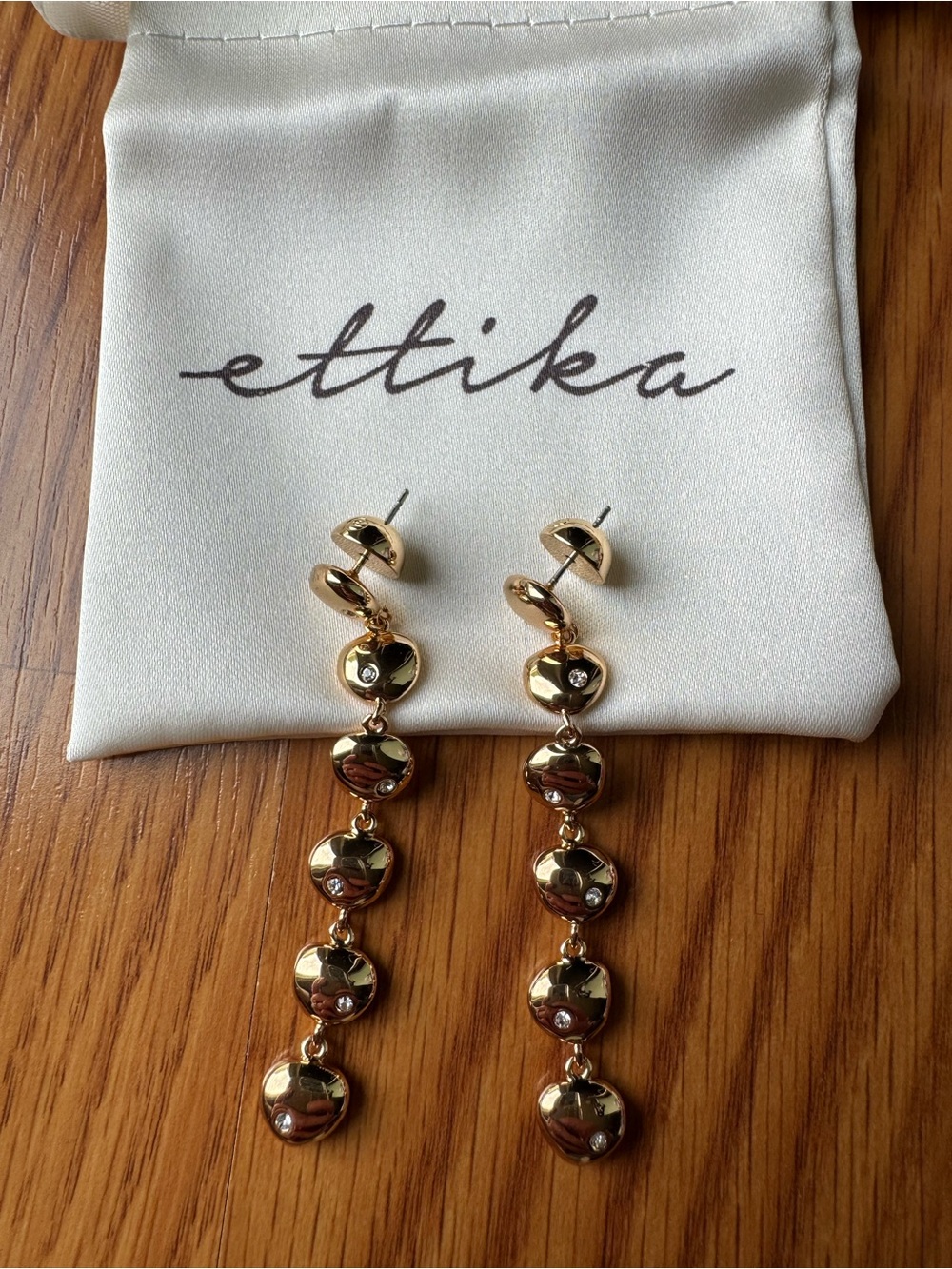 Ettika Pebble Gold Dangle Earrings